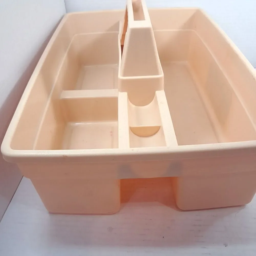 Vintage Rubbermaid 3154 Divided Storage Roughneck Carry Caddy toolbox USA almond